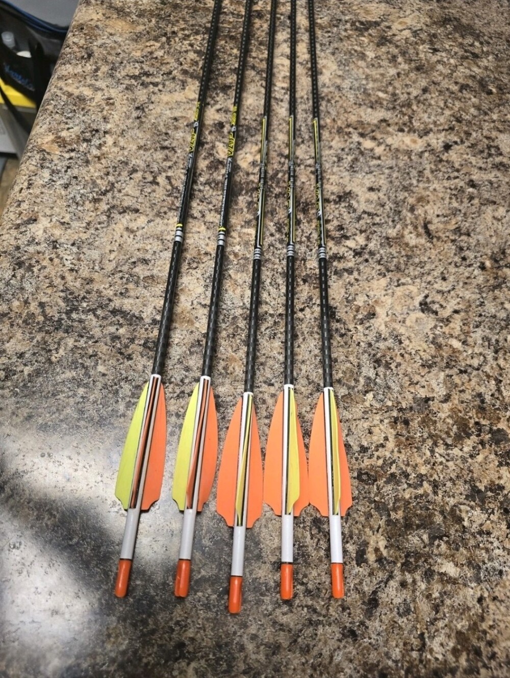 Carbon Arrow Shafts with Orange and Yellow Vanes - Victory VAP